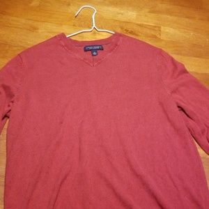 Banana Republic red silk and cashmere vneck